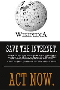 Wikipedia in Sciopero contro legge Antipirateria
